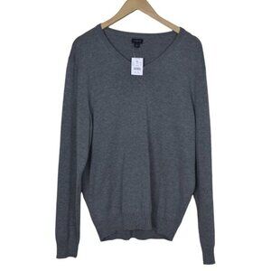 NWT J. Crew Factory V-Neck Perfect Merino Wool Blend Gray Size Large